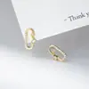 Pendientes Dulces Nalan de Plata de Ley S925 para Mujer, Estilo Coreano, Líneas Frescas, Letra Incrustada con Diamantes, Pendientes Redondos M00307