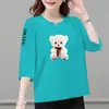 Comercio exterior transfronterizo ropa de maternidad, camiseta de manga tres cuartos para mujeres de mediana edad y mayores, holgada, casual, versátil, top camiseta básica