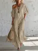Estaciones Independientes Europeas y Americanas Amazon AliExpress Verano 2026 Nuevo Estilo Estampado Elegante Clásico Rayado Hombros Descubiertos Vestido Largo