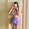 Bikini de Tres Piezas Estilo Nuevo Traje de Baño Tailandés Gama Alta Ins Estilo Falda Color Caramelo Deseo Puro Traje de Baño para Resort de Aguas Termales
