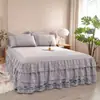 Faldón de Cama con Borde de Encaje Europeo Estilo Colcha Pieza Única Estilo Princesa Encaje Cubierta Protectora Delgada para Cama de 1.8m Resistente al Polvo Verano