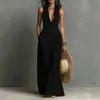 Moda Casual Trendy de Temperamento para Mujer Transfronteriza Europea y Americana 2026 Vestido Largo de Color Sólido de Botonadura Única Ajustado