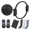 Anillo de Pilates Juego de Siete Piezas con Correa de Asistencia para Estirar, Banda de Resistencia de Silicona, Calcetines de Yoga, Pelota de Yoga, Combo Adelgazante