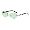 Nuevas Gafas de Sol con Montura Ovalada de Personalidad Europea y Americana Gafas de Sol Metálicas Retro de Alto Sentido Gafas de Sol de Tendencia de Moda