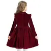 Vestido Largo con Volantes Manga Larga Princesa Navidad Ropa Infantil Vestido para Fiesta Navideña Niñas Malla