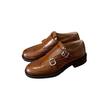 Estilo Celebridade da Internet Estilo Britânico Sapatos Loafer Retrô com Escultura Exquisita, Sapatos Pequenos de Couro Românticos Franceses para Mulheres, Sapatos de Outono e Inverno