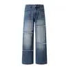Novos Jeans Masculinos High Street 2026, Estilo Moda Americana Tendência, Bordas Desfiadas, Corte Profundo, Estilo Primavera e Outono, Patchwork Wide Fit