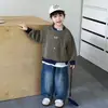 Conjunto de Sudadera de Dos Piezas para Niños Primavera y Otoño 2026 Nueva Ropa Infantil Estilo Coreano Atractivo Conjunto de Dos Piezas de Mezclilla