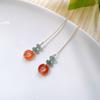 Aretes de Dona Rojo Sur Natural Plata 925 Aretes Chapados en Oro Temperamento Retro Estilo Chino Aretes de Suministro en Vivo