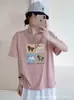 Camiseta Feminina Loose de Algodão Bambu com Gola Redonda e Manga Curta de Guangzhou, Versátil e Emagrecedora, Direto da Fábrica