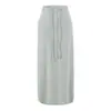 Falda de punto gris para mujer con cintura elástica, ajustada a la cadera, corte recto, holgada, casual, falda larga/falda midi versátil