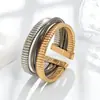 Pulseira Elástica de Moda Hip-Hop Punk Europeia e Americana Transfronteiriça Versão Larga Corrente Ossos de Cobra Listra Vertical Cruzada Pulseira Aberta para Mulheres