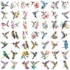 50 Pegatinas Coloridas de Colibrí, Pegatinas Transparentes Impermeables Pintadas para DIY en Cuadernos, Botellas de Agua, Decoración de Maletas