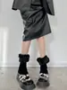 Calcetines cortos de pelo de chica hot del milenio para mujer, otoño e invierno, de punto cálido, hasta la mitad de la pantorrilla, cubrepiernas de felpa blanca, sexy estilo JK japonés