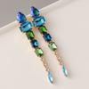 Pendientes de cadena larga con diamantes de colores 2023 para mujer, estilo retro exagerado, con borlas europeas y americanas, con temperamento de gemas, pendientes de moda al por mayor