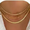 Moda Cross-border Amazon OL Feminino Dourado Multi-camadas Colar Humanoide Empilhável Terno Corrente da Clavícula Comutador Versátil