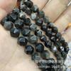 Pulsera de cuentas sueltas de obsidiana de plata natural 7A con corte de diamante, accesorios para collares, productos semiacabados, venta al por mayor, joyería de cuentas DIY