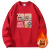 Sudadera de cuello redondo para hombre, forrada de forro polar para otoño e invierno, engrosada, cálida y resistente al frío, camisa de manga larga estampada, top de hombre moderno y versátil
