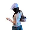 Camisola acolchada desmontable de estilo dulce con estampado de dibujos animados, con lindos patrones de gatos y corazones, corte ajustado para chicas calientes