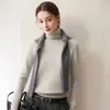 Suéter de cachemira de doble hebra engrosado de cuello alto para mujer, prenda interior, tejido base casual versátil holgado, otoño e invierno