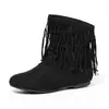 Nuevo producto más vendido: Botines vaqueros para mujer, de punta redonda, suela plana, cómodos, slip-on plisados, moda europea y americana, botines cortos para otoño e invierno