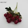Ramo pequeño artificial de 10 cabezas de rosa en colores otoñales, de 5 puntas, 10 cabezas, para decoración de bodas, flores artificiales, decoración del hogar, venta al por mayor para comercio exterior