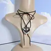 Joyería Transfronteriza Europea y Americana Cadena de Terciopelo para Clavícula Colgante Grande de Corazón Collar de Hilo de Cera Ajustable Deslizante