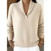 2026 Moda Amazon Transfronteriza Cuello en V Manga Larga Otoño/Invierno Nuevo Jersey de Punto Color Sólido Suéter Holgado