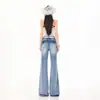 2026 Lavado Vintage Arrugado Retro Americano Primavera/Verano Nuevo Estilo Pantalones de Mezclilla Acampanados Largos Textura