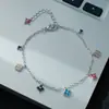 Pulseira de Trevo de Quatro Folhas Colorida Dopamina High-End Design de Nicho Joias de Luxo Leve com Temperamento Simples