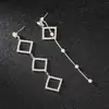 Pendientes Cuadrados Geométricos de Perlas Incrustadas de Diamantes Estilo Discoteca Europea y Americana para Mujer, Pendientes de Hilo para Oreja con Personalidad Asimétrica Joyería E573