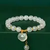 Pulsera de Candado de Paz Mismo Estilo que la Celebridad de Internet para Mujer, Cuentas de Transferencia Ruyi, Calcedonia de Imitación, Pulsera de Jadeíta de Imitación, Nuevo Estilo Chino Regalo para Niñas
