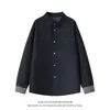 En stock: Camisa de manga larga con retazos de mezclilla sintética a cuadros, nuevo estilo otoño 2026, camisa para hombre talla grande estilo japonés, top moderno