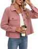 Chaqueta Corta Casual de Moda Europea y Americana de Venta Caliente 2026 de Amazon Chaqueta Superior de Pana con Botones para Mujer