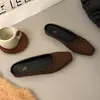 Minimalismo Francés~Estilo de Fila Temperamento Punta Cuadrada Terciopelo Medias Zapatillas de Casa para Mujer Mocasines de Exterior de Gama Alta Zapatillas de Punta Cerrada