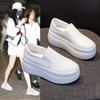 Zapatos Blancos Slip-On para Mujer, Nuevo Estilo Primavera 2026, Zapatos de Mujer con Suela Gruesa que Aumentan la Altura, Mocasines de Plataforma Versátiles Casuales, Zapatos Perezosos