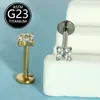 Atravessando a Fronteira Novo Sucesso de Vendas Estrela F136 Liga de Titânio Zircônia Incrustada Piercing Labial Cruzado Joia Corporal Fabricante em Estoque