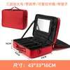 Bolsa cosmética portátil de gran capacidad con espejo, bolsa de almacenamiento de herramientas para artistas del tatuaje y manicuristas, bolsa con compartimentos extraíbles, impermeable