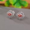 Un Ciervo Plata Esterlina S925 Plata Aretes Huecos Ruyi Chinos Retro Antiguos Nuevos Jaspe Hetian Rojo del Sur Aretes de Plata
