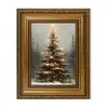 Decoração de Árvore de Natal Personalizada de Fábrica da Amazon Pintura Sprayada em Tela Moldura Dourada Retrô Pintura para Pendurar na Parede de Fundo do Quarto Sala de Estar