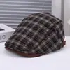 Moda Nova Casual Versátil Confortável Bico de Pato Artístico Retrô Elegante Estilo de Rua Xadrez Decorativo Boné para Frente