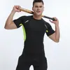 Camiseta masculina preta justa de seda gelada secagem rápida fitness manga curta verão esportiva top elástico para corrida treino slim fit