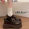 Mocasines de Cuero Genuino con Suela Gruesa para Aumentar la Altura Zapatos de Mujer 2026 Otoño/Invierno Nuevos Zapatos Pequeños de Cuero Punta Redonda Zapatos Mary Jane Zapatos Individuales