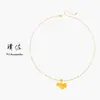 Collar con Cadena para Clavícula de Oro Arena Mismo Estilo Puzuo Zhoujia, Accesorios DIY, Colgante de Hoja de Ginkgo de Tres Vidas de la Suerte, Moda Lujo Ligero
