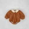 Mono de pana de manga larga para bebé niña, colección Primavera 2026, con cuello camisero, body triangular para bebés de 0 a 3 años