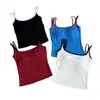 Camisola Sexy de Bloques de Color Estilo Americano con Doble Tirante para Mujer, Para Usar en Capas, Hermoso Diseño en la Espalda, Top con Sujetador Acolchado, Moderno, Se Puede Usar como Ropa Exterior o Ropa Interior