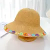 Sombrero de Paja Floral Estilo Pastoral Festivo Ruiya para Mujer, Sombrero de Sol Transpirable Hueco de Verano Estilo Pescador, Sombrero Plegable para Protección Solar