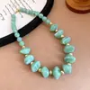 Collar de doble capa con cuentas acrílicas transfronterizo europeo y americano, cadena para la clavícula de lujo ligero de alta gama, joyería de estilo étnico vintage al por mayor