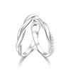 Anillo de pareja romántico de plata esterlina S925 Anillo para hombres y mujeres abierto ajustable diseño de nicho sinuoso de lujo ligero