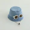 Sombrero de Protección Solar para Niños Nuevo Sombrero de Cubeta para Bebé al Aire Libre Sombrero de Moda Gafas Personalizadas Extraíbles Sombrero de Pescador para 1-3 Años Exportación